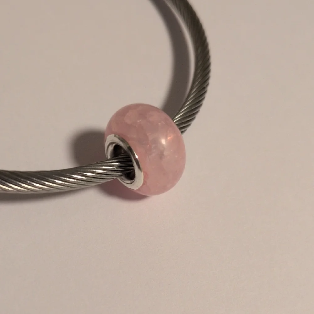 Silver with Crushed Pink‎ Charm for Pandora Style Bracelet